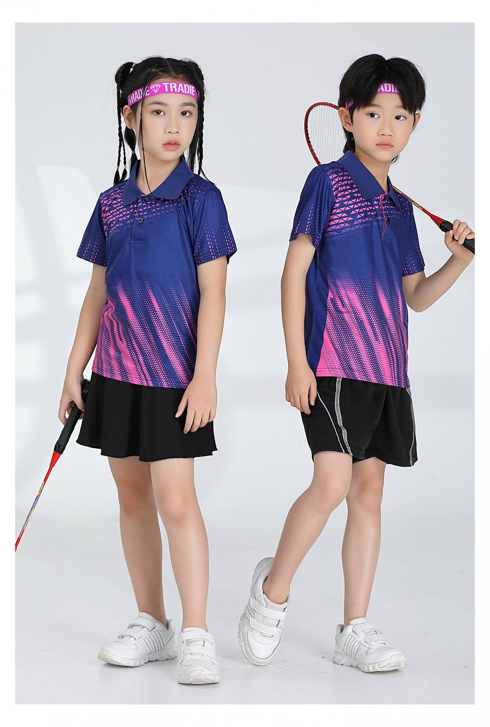 Short-sleeved lapel breathable quick-drying badminton suit 120-1897 adult version