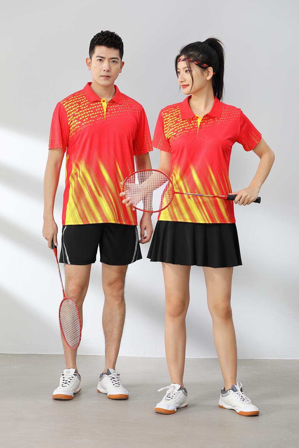 Short-sleeved lapel breathable quick-drying badminton suit 120-1897 adult version