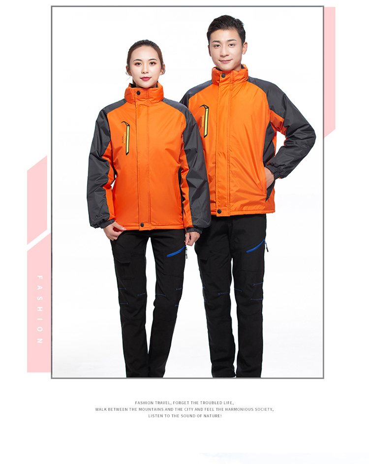 Waterproof fake zipper jacket with silk cotton lining H22-801