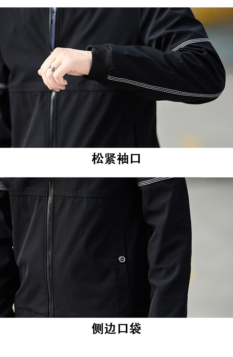 Ribbed stand collar zip-up jacket KR-2167