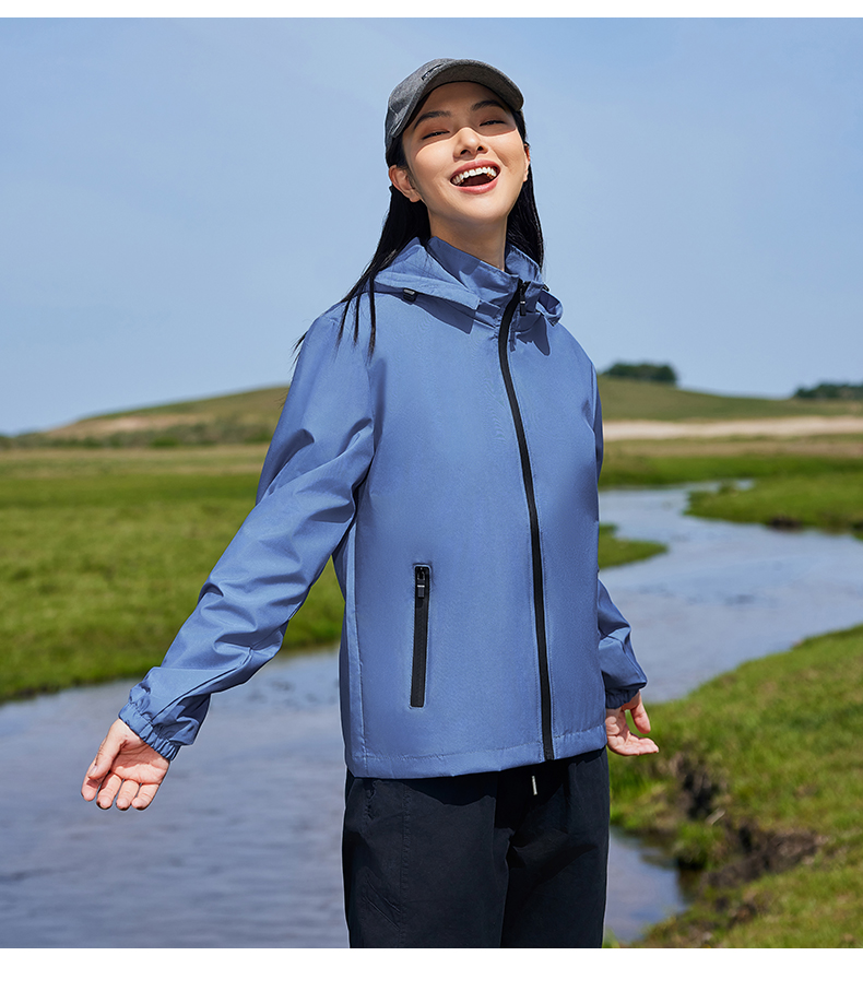 Outdoor single-layer jacket thin version (detachable hood, stand-up collar, single-layer jacket) 223-672