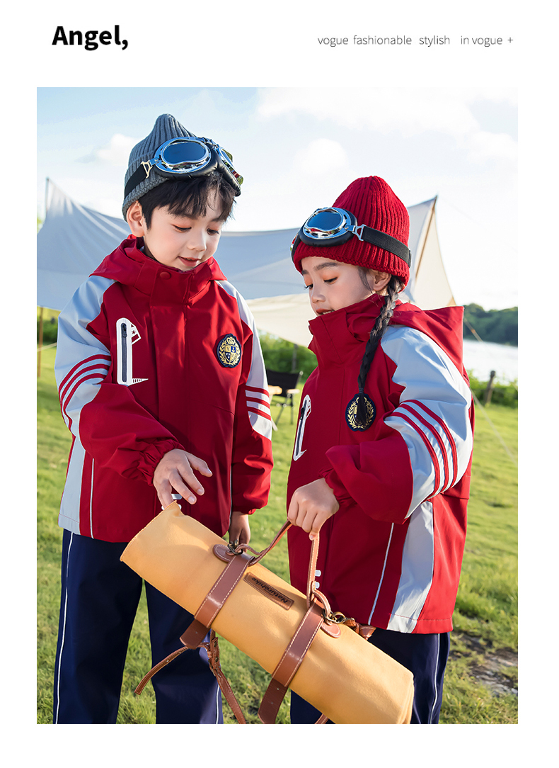 Campus style outdoor warm jacket three-in-one children style 215-9132 three-piece set (with label)