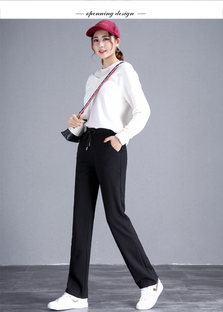 Solid color straight pants women loose sports casual pants women G32-081 plus velvet