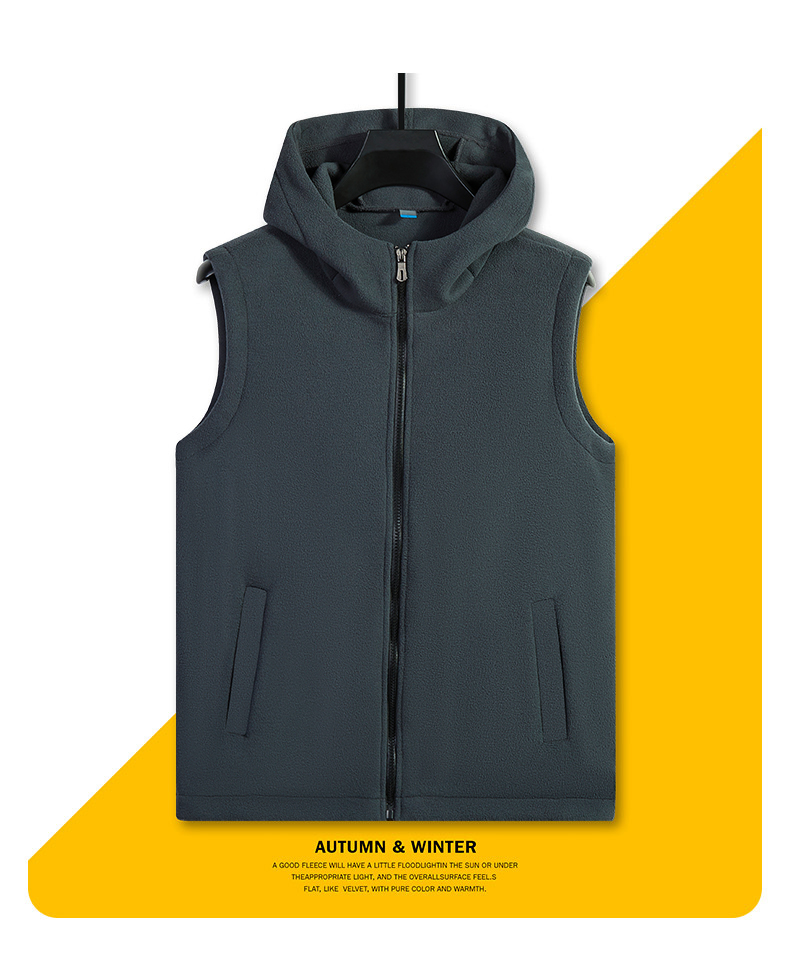 Double-sided autumn and winter hooded vest fleece jacket KO-KJ002