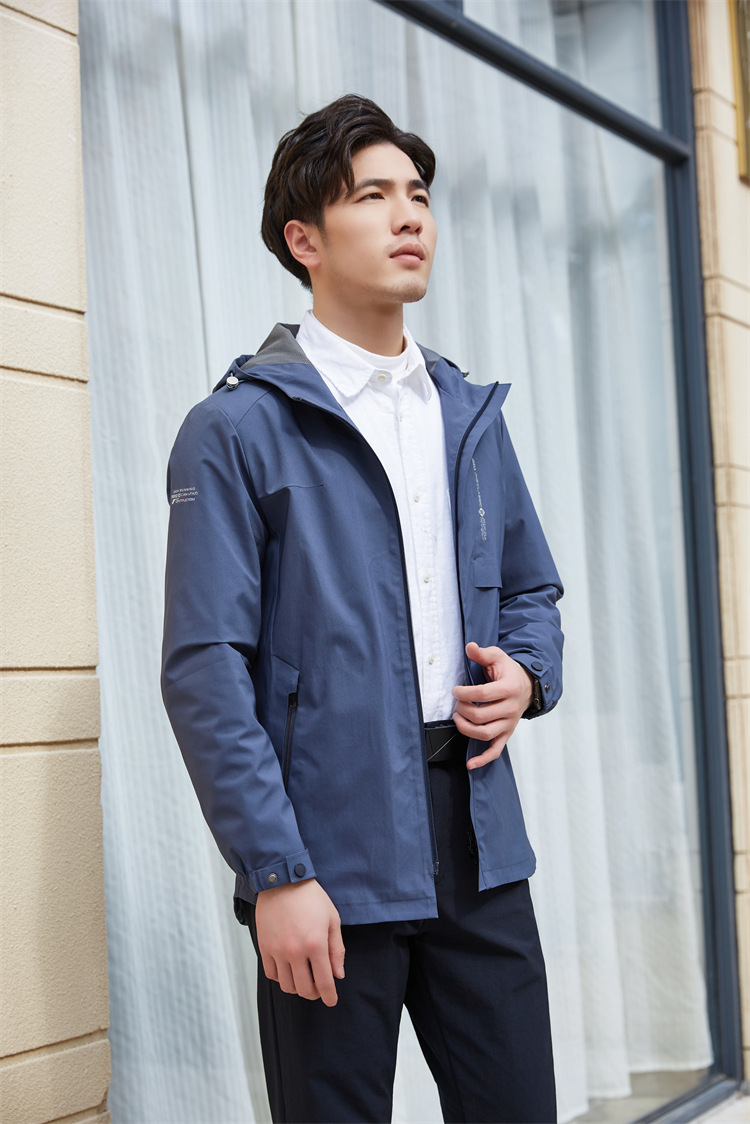 Outdoor hooded mid-length single-layer jacket men top KP1-99785