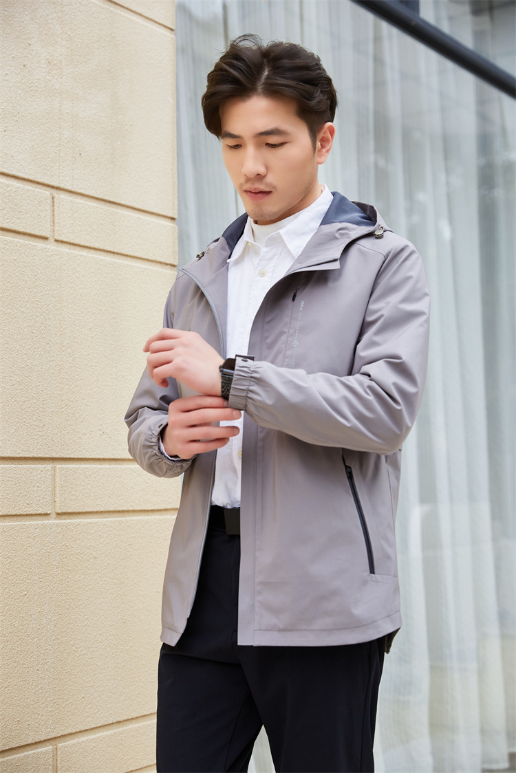 Outdoor hooded mid-length single-layer jacket men top KP1-99785