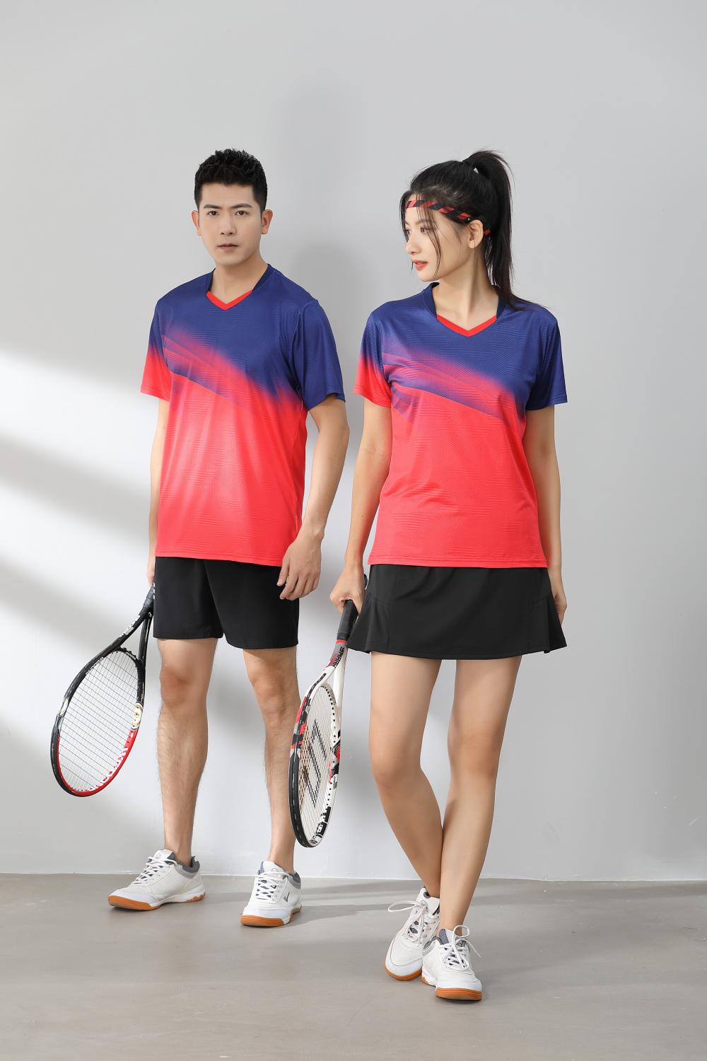 Sports quick-drying short-sleeved V-neck training suit badminton suit 120-1896 adult style