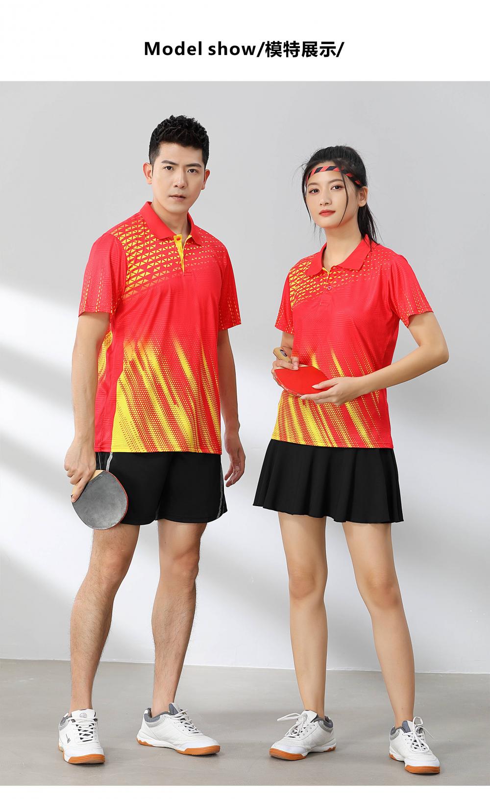 Short-sleeved lapel breathable quick-drying badminton suit 120-1897 adult version