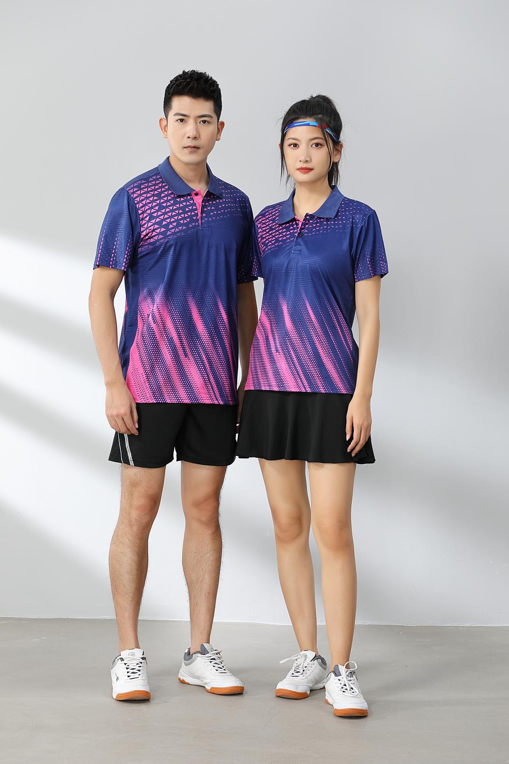 Short-sleeved lapel breathable quick-drying badminton suit 120-1897 adult version