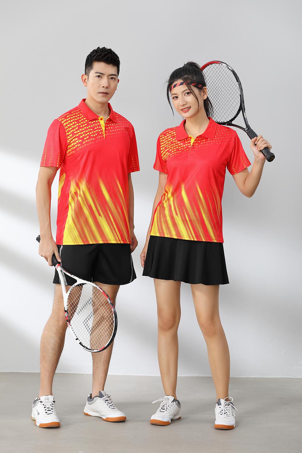 Short-sleeved lapel breathable quick-drying badminton suit 120-1897 adult version