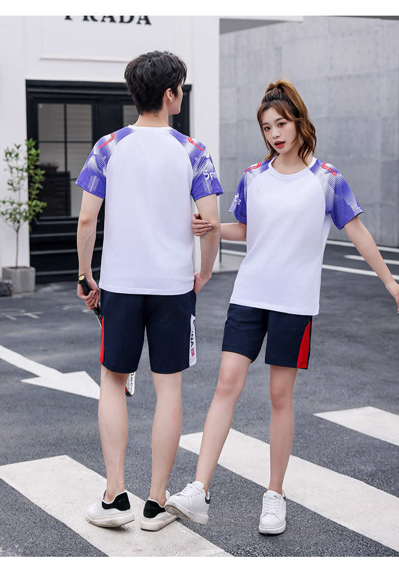 Summer men and women sportswear breathable T-shirt short set KE4-T666