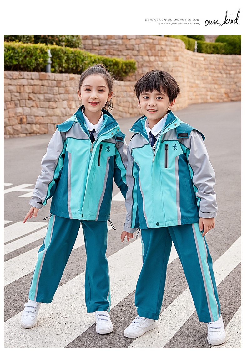 Polar fleece liner removable wear-resistant cold-proof three-in-one jacket for primary and secondary school students and teachers uniforms 894-2193