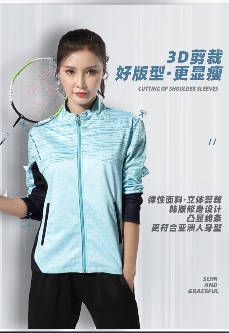 Polyester-spandex healthy cotton long-sleeved sports top GR8-7903 for women