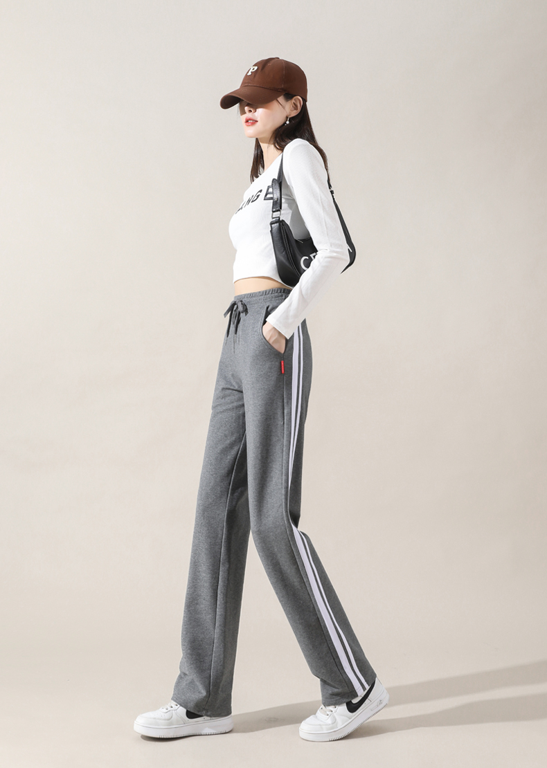 Spring and autumn casual sweatpants wide-leg pants elastic waist cotton straight trousers G32-XZ508