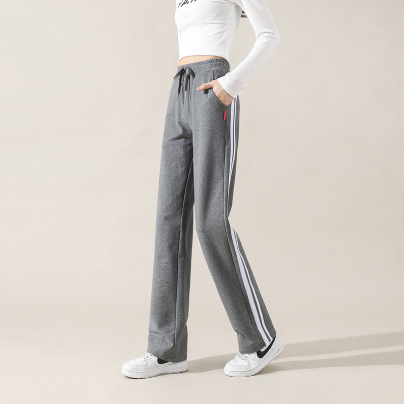 Spring and autumn casual sweatpants wide-leg pants elastic waist cotton straight trousers G32-XZ508