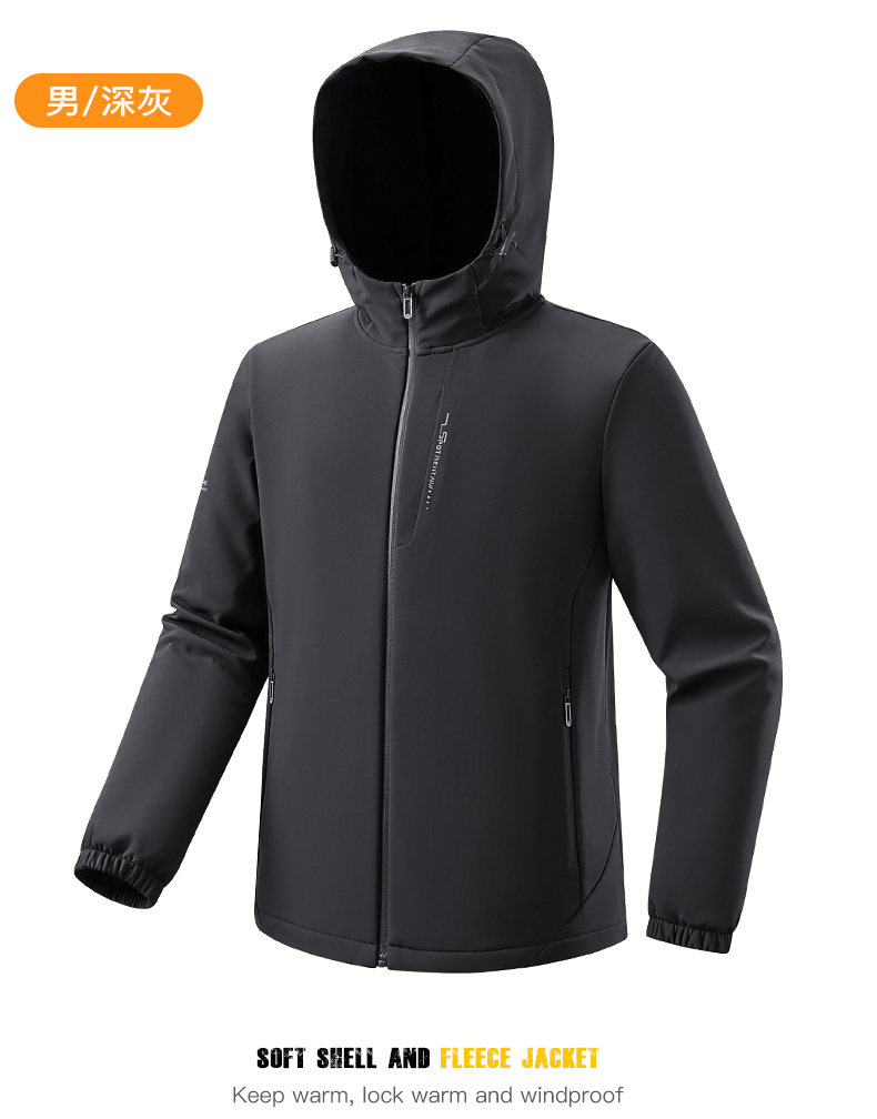 Waterproof soft shell jacket with integrated fleece lining KP-23661 for men