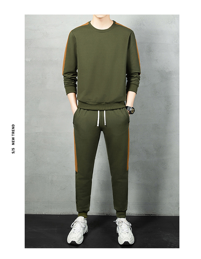 Round neck pullover morning running fitness sports suit KC1-1891 round neck two-piece suit