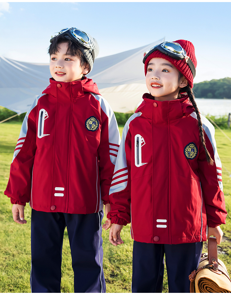 Campus style outdoor warm jacket three-in-one children style 215-9132 three-piece set (with label)