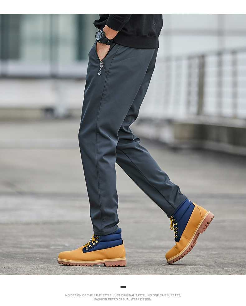 Outdoor casual men flat-leg cuffs plus velvet warm soft shell assault pants KD2-L992829