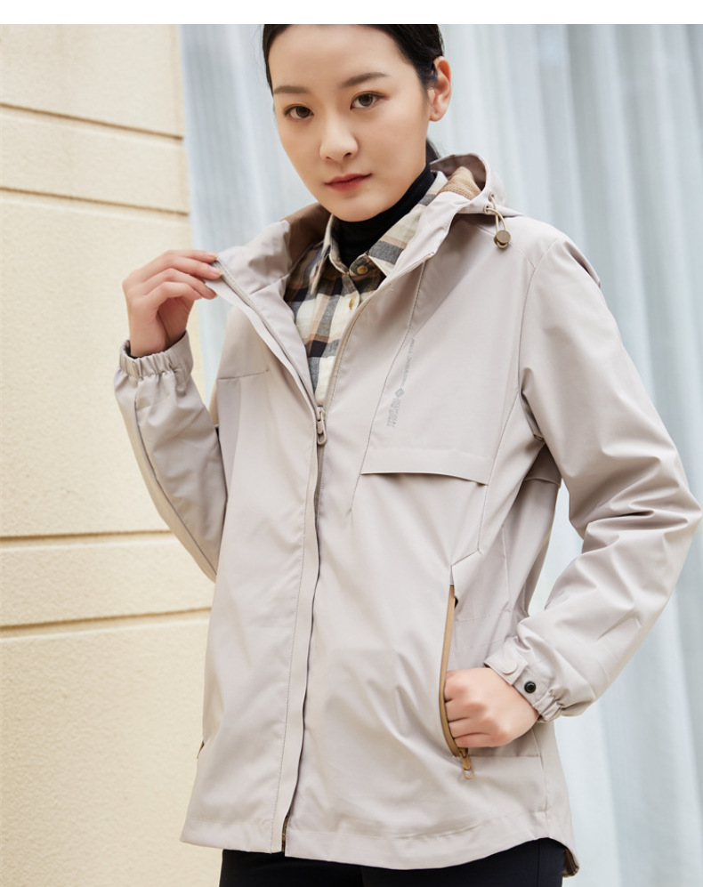 Outdoor hooded mid-length single-layer center jacket women top KP1-99786