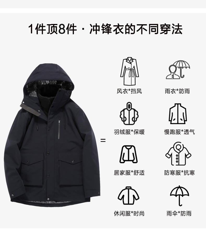 400g Arctic fleece liner three-in-one detachable two-piece jacket T03-C22M97