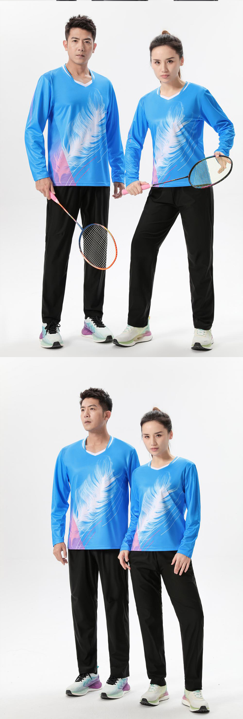 Table tennis badminton volleyball competition uniform sportswear long sleeve GB8-6622 women