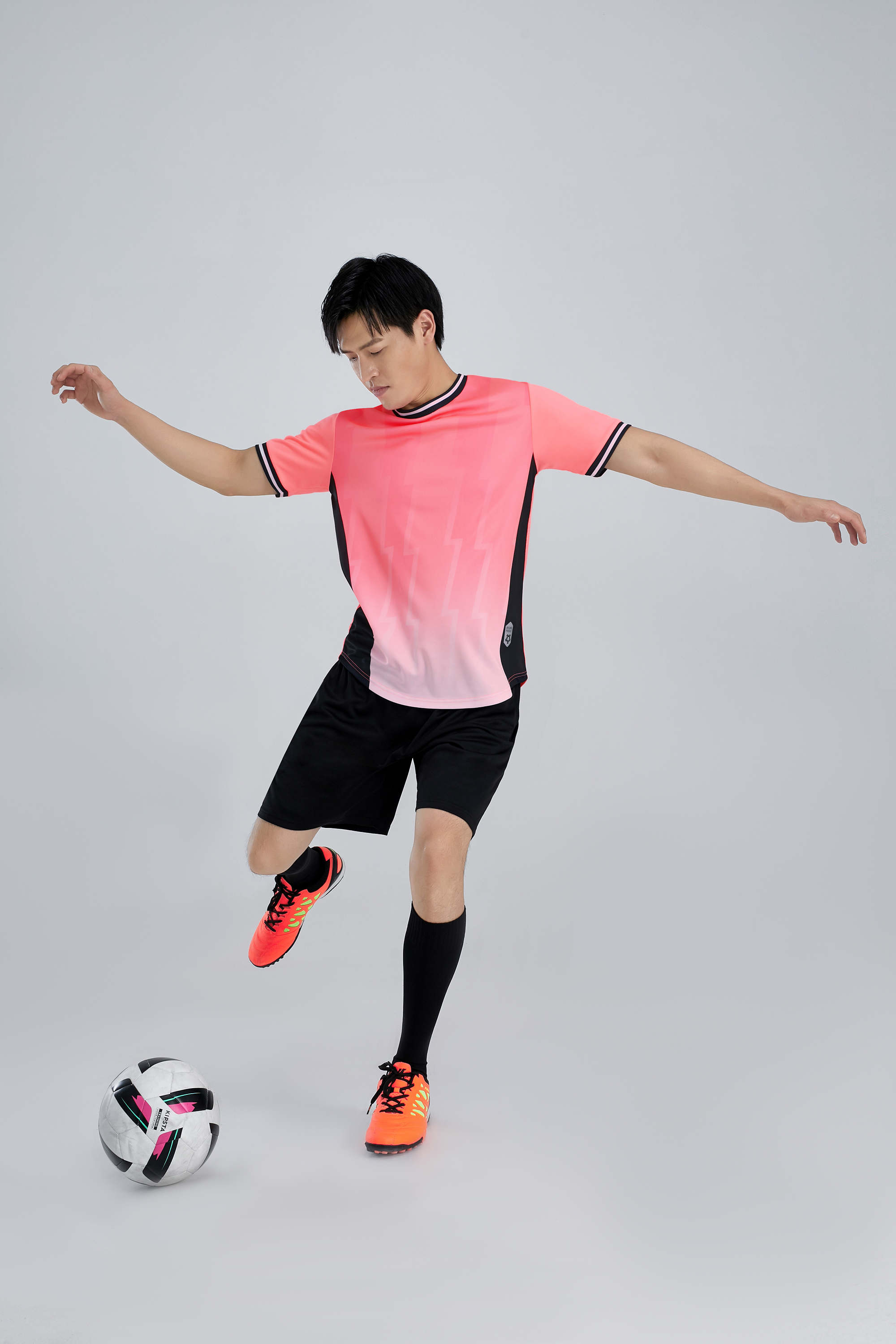 Gradient striped collar football training suit for adults GR4-D8863