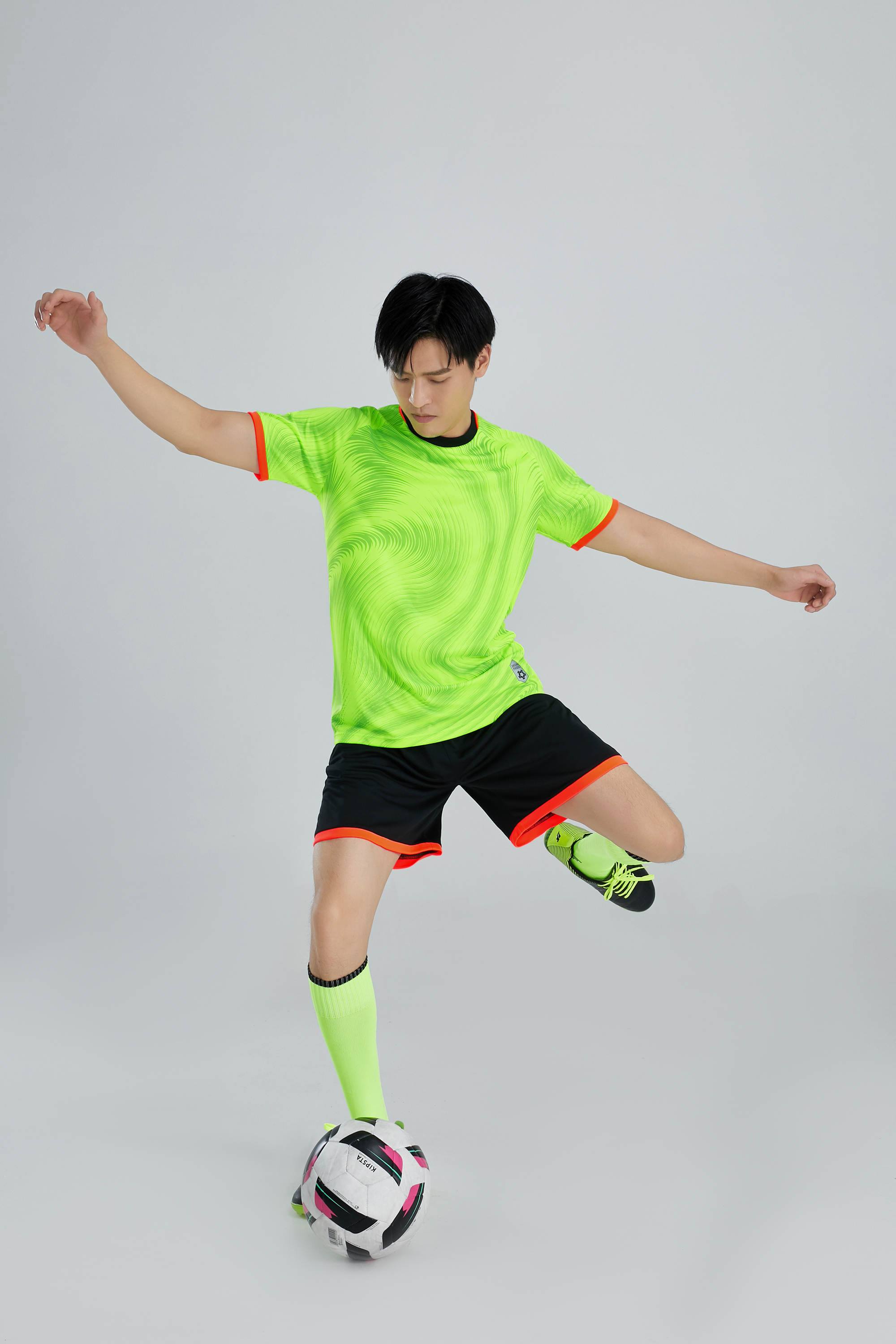 Black collar print quick-drying football training suit for adults GR4-D8866