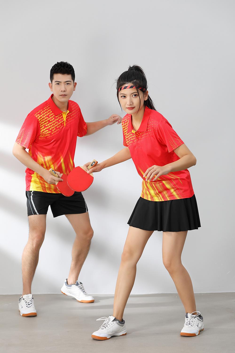 Short-sleeved lapel breathable quick-drying badminton suit 120-1897 adult version