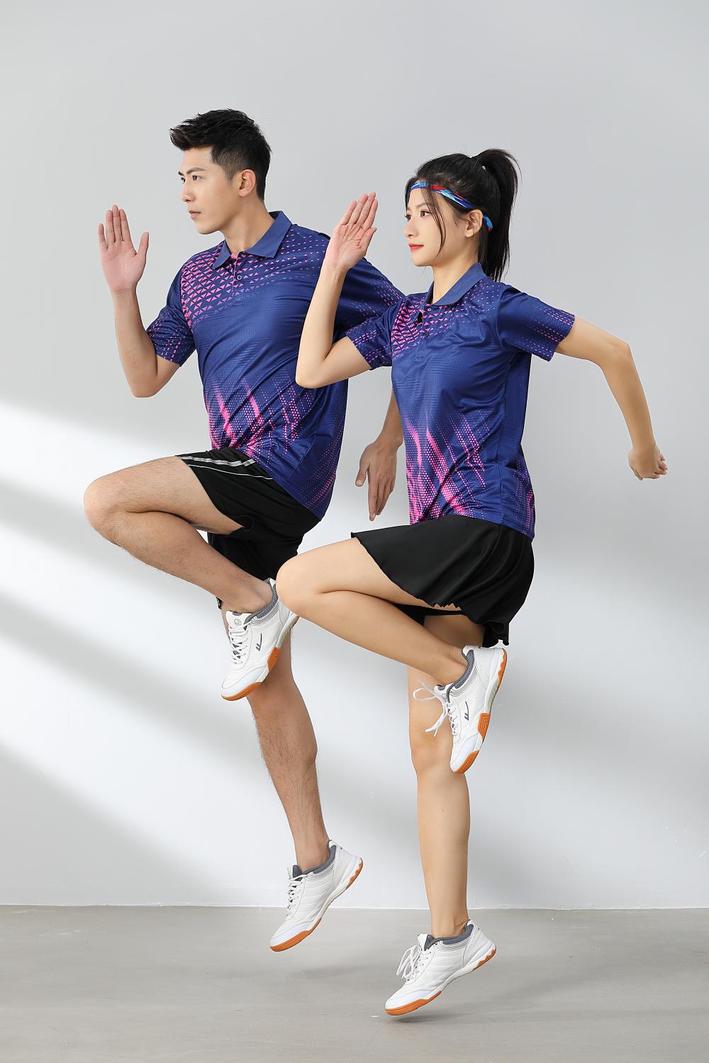 Short-sleeved lapel breathable quick-drying badminton suit 120-1897 adult version