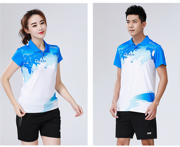 Quick-drying casual sports badminton clothing lapel tops for men and women 110-1656