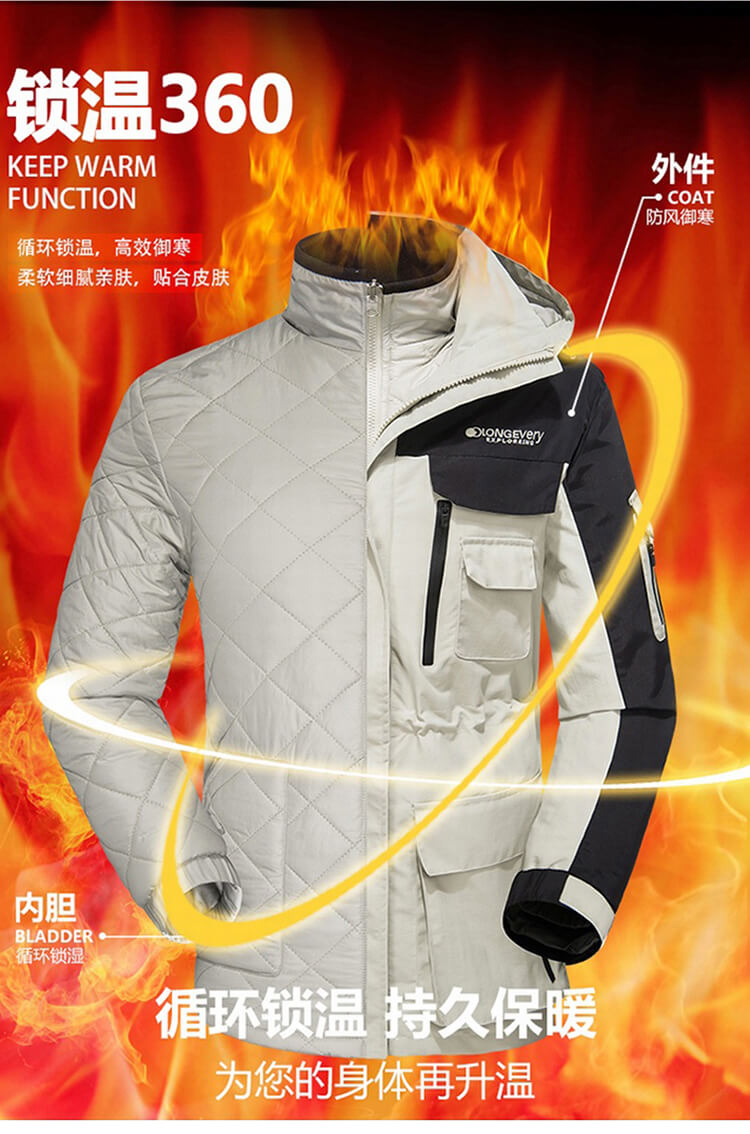 Outdoor windproof warm down cotton liner three-in-one jacket KL-91798