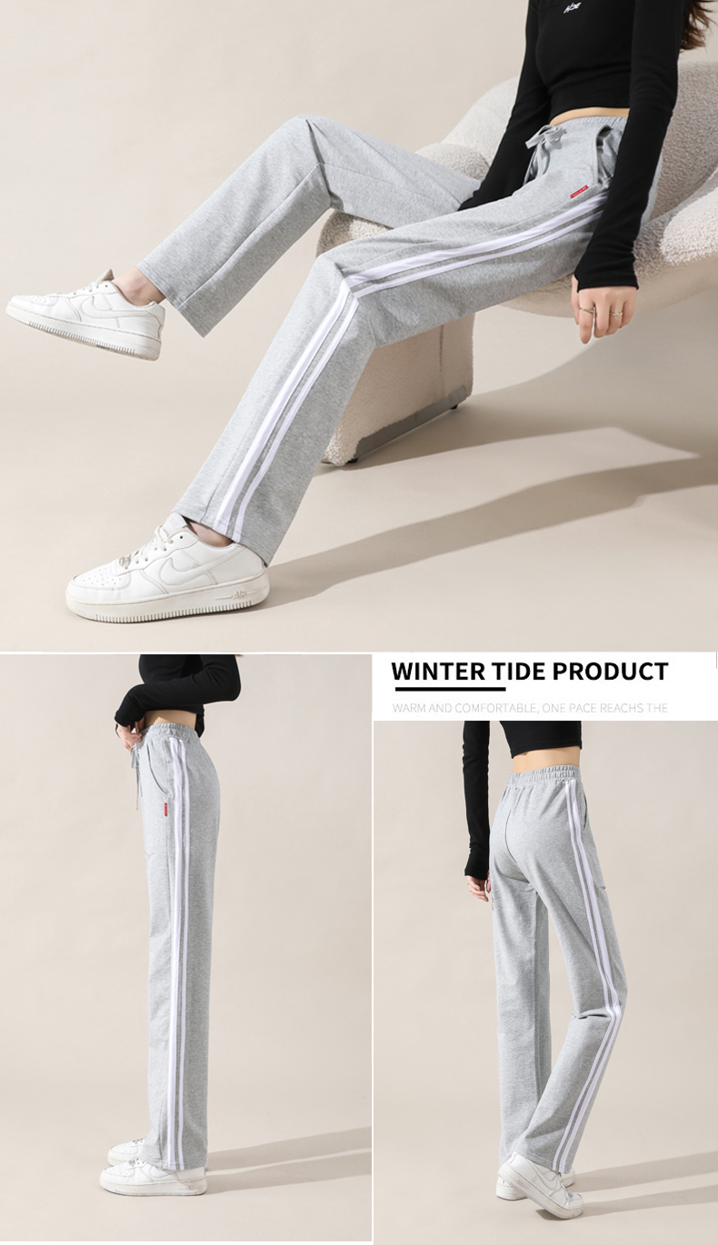 Spring and autumn casual sweatpants wide-leg pants elastic waist cotton straight trousers G32-XZ508