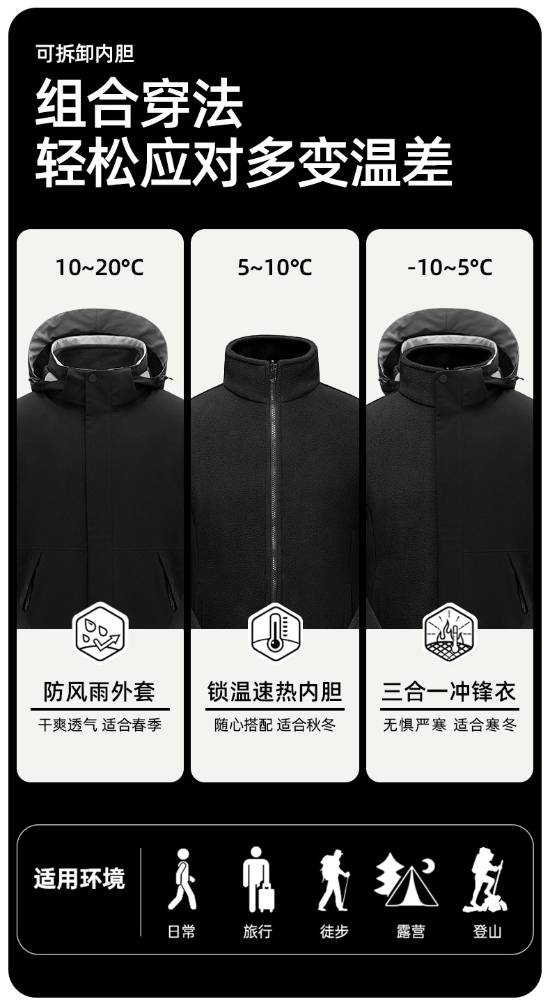 Outdoor sports Gaotaier protective three-in-one jacket KC2-230832 women