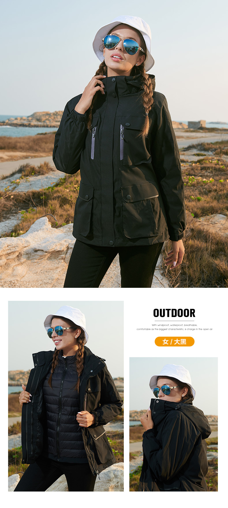 Outdoor down jacket for men and women couples three-in-one two-piece set KF2-6088 down jacket for men