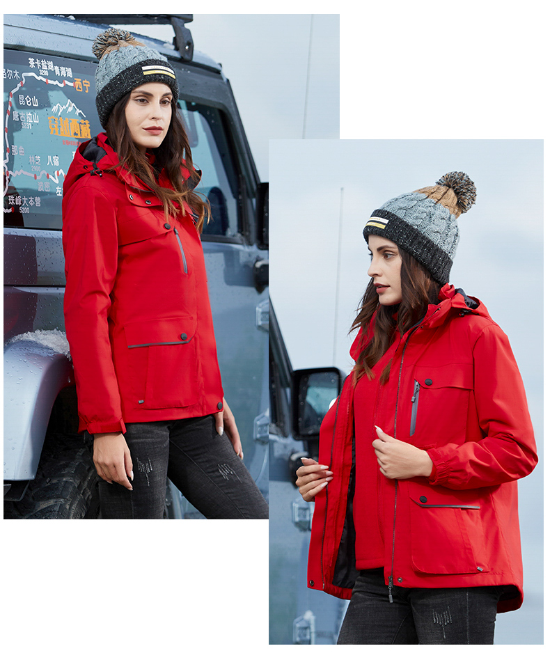 Outdoor polar fleece jacket for men and women couples three-in-one two-piece suit KF2-6088 polar fleece for women