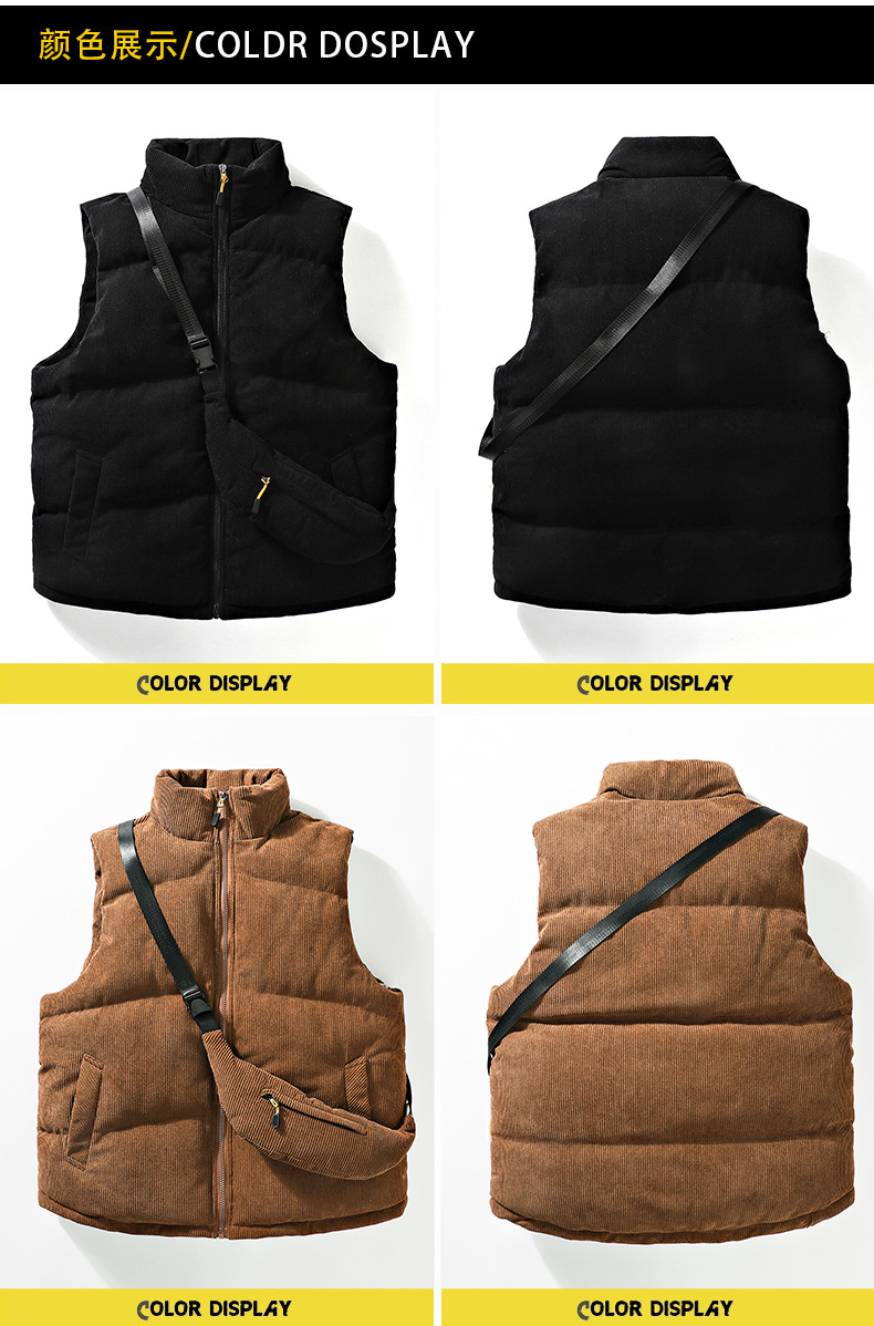 Simple solid color sleeveless warm thickened vest KD3-41-MJ-K802