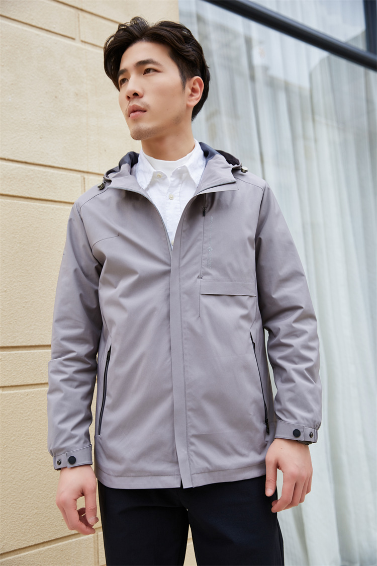 Outdoor hooded mid-length single-layer jacket men top KP1-99785