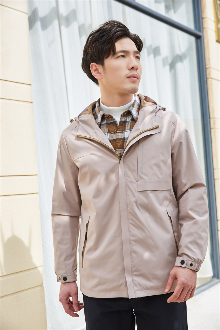 Outdoor hooded mid-length single-layer jacket men top KP1-99785