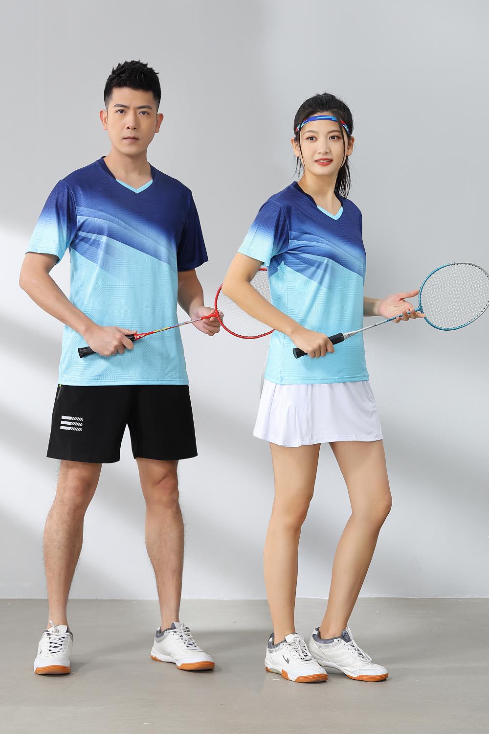 Sports quick-drying short-sleeved V-neck training suit badminton suit 120-1896 adult style