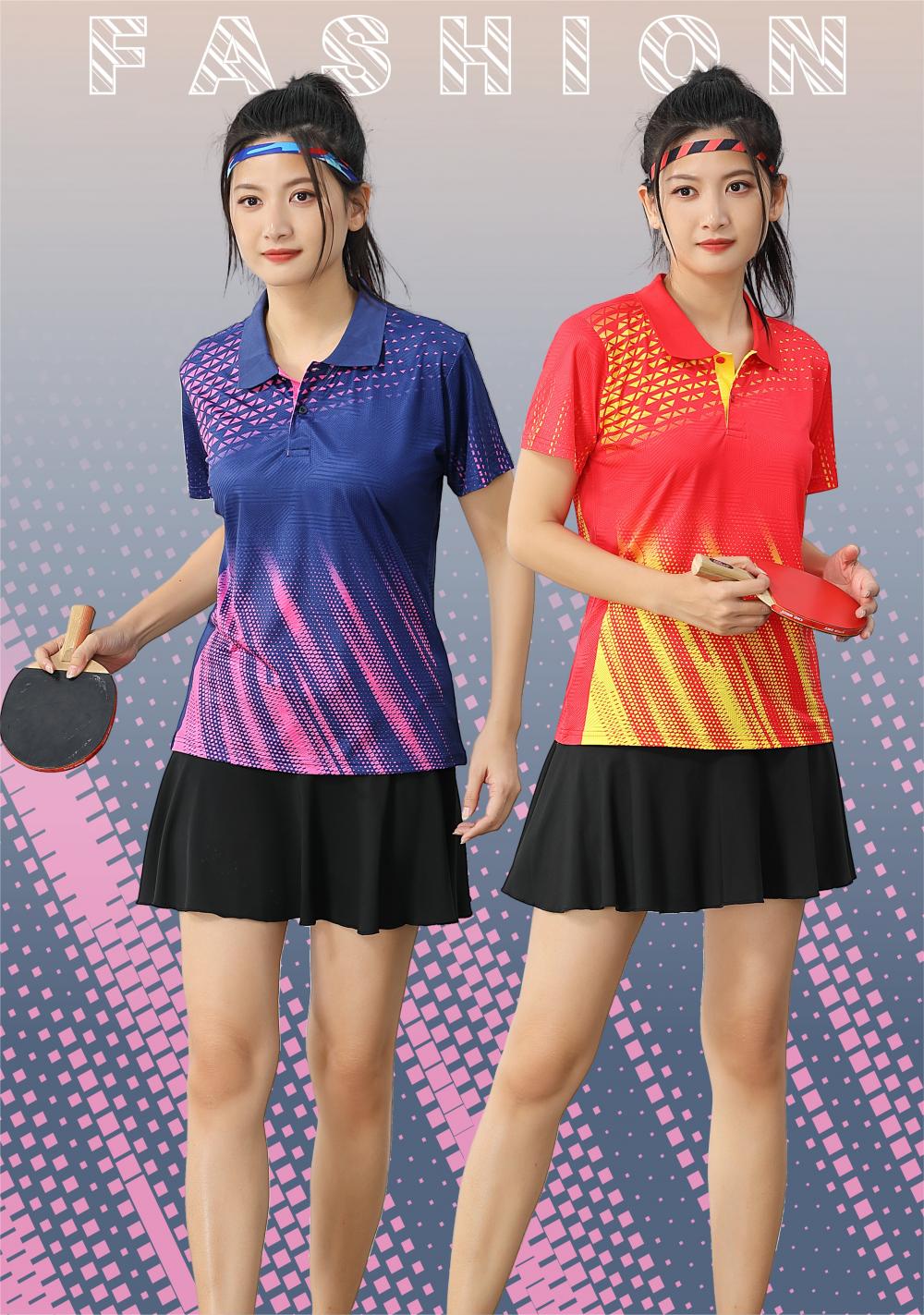 Short-sleeved lapel breathable quick-drying badminton suit 120-1897 adult version