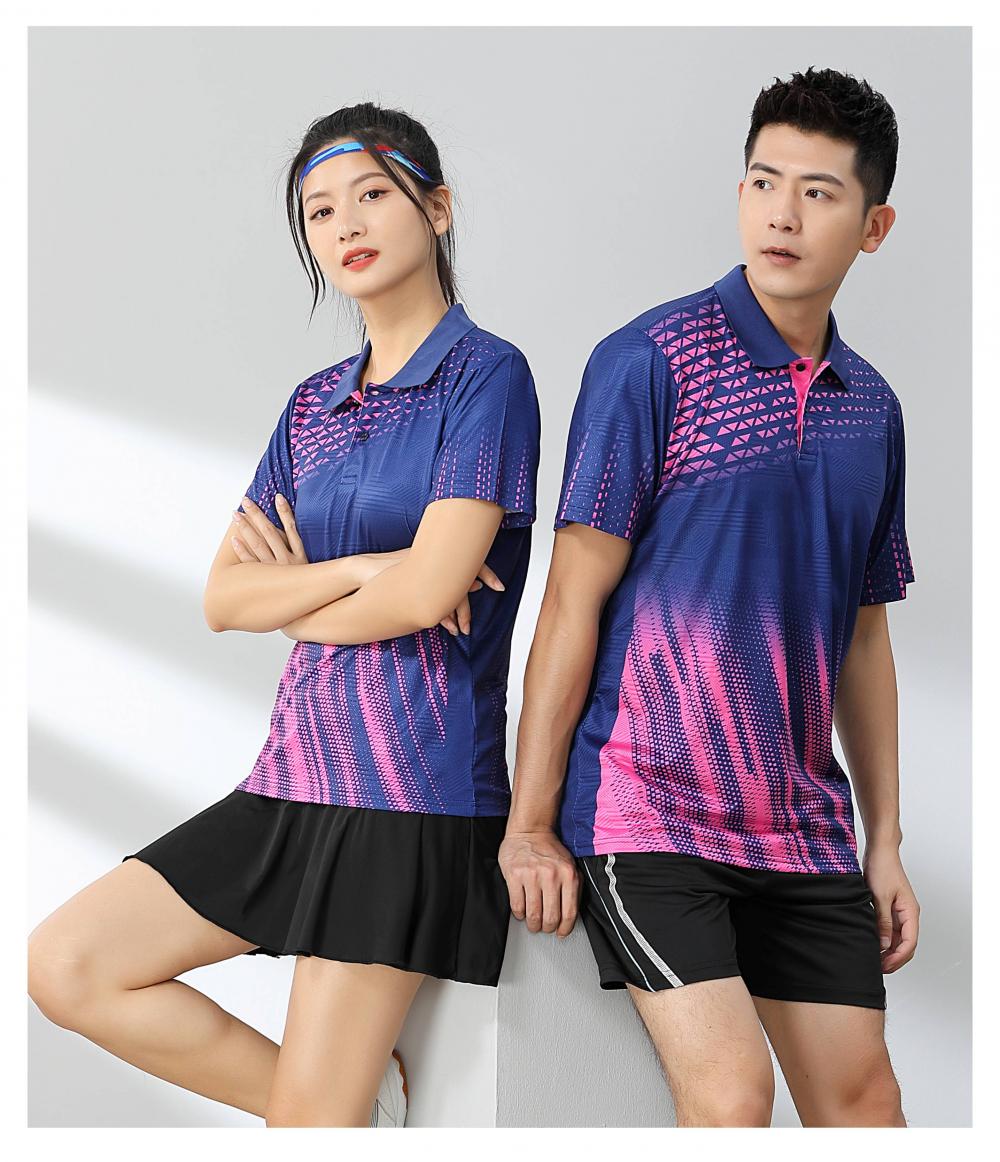 Short-sleeved lapel breathable quick-drying badminton suit 120-1897 adult version