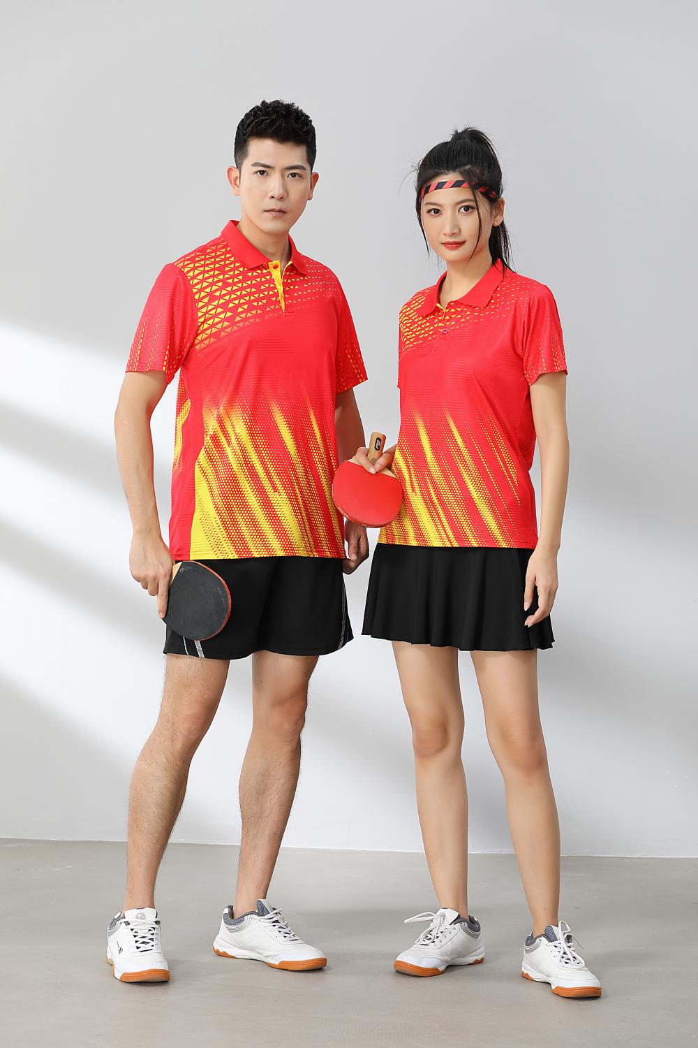 Short-sleeved lapel breathable quick-drying badminton suit 120-1897 adult version