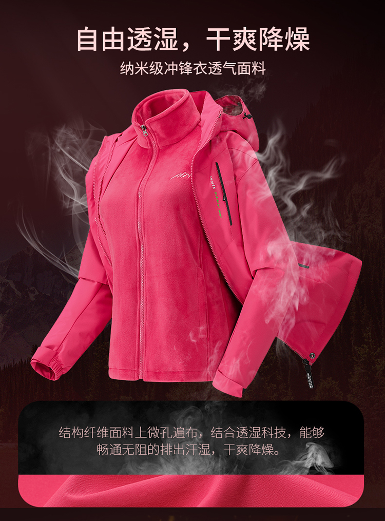 Couples warm two-piece three-in-one mink fleece liner jacket for women KU-6688 for women