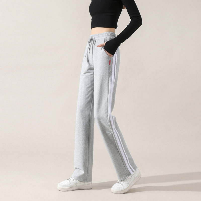 Spring and autumn casual sweatpants wide-leg pants elastic waist cotton straight trousers G32-XZ508