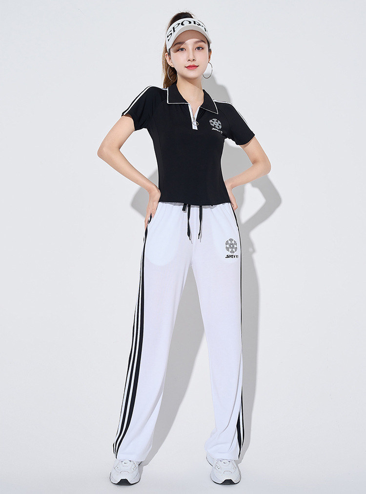 Roman Tencel Cotton Half Zipper Performance Gymnastics Square Dance Sports Suit H25-20234