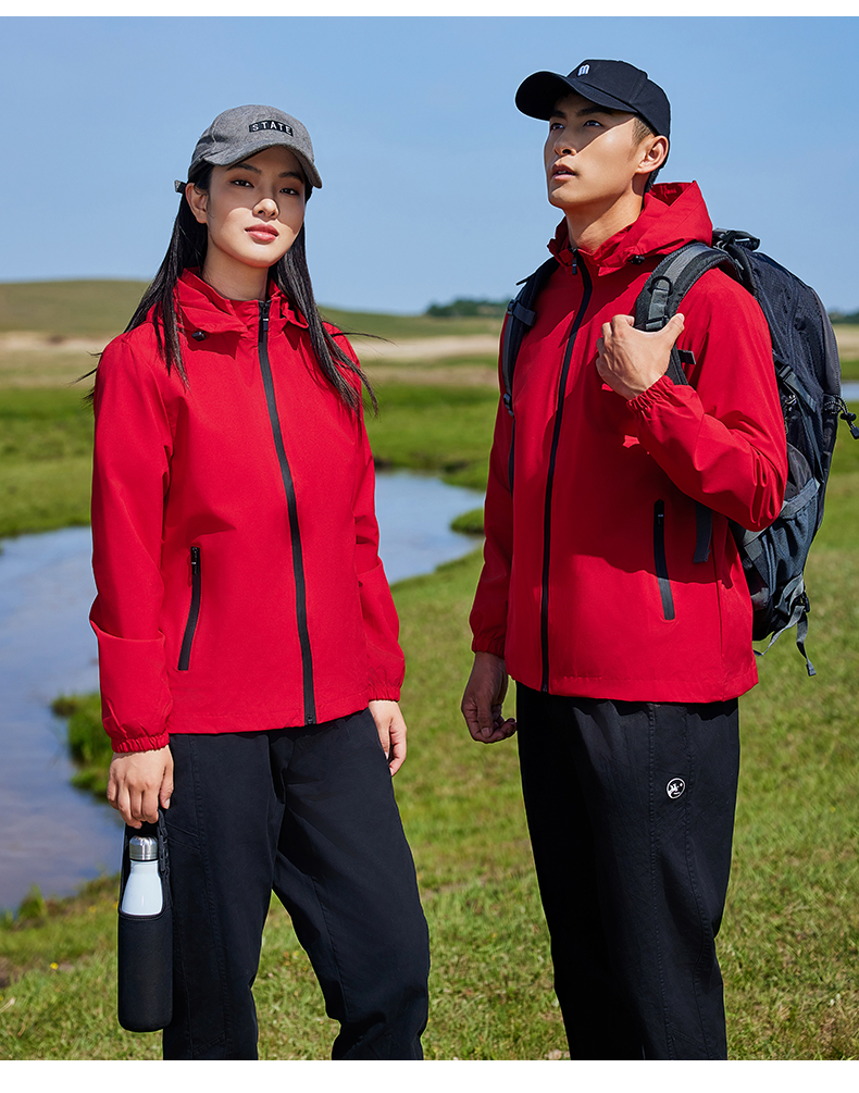 Outdoor single-layer jacket thin version (detachable hood, stand-up collar, single-layer jacket) 223-672