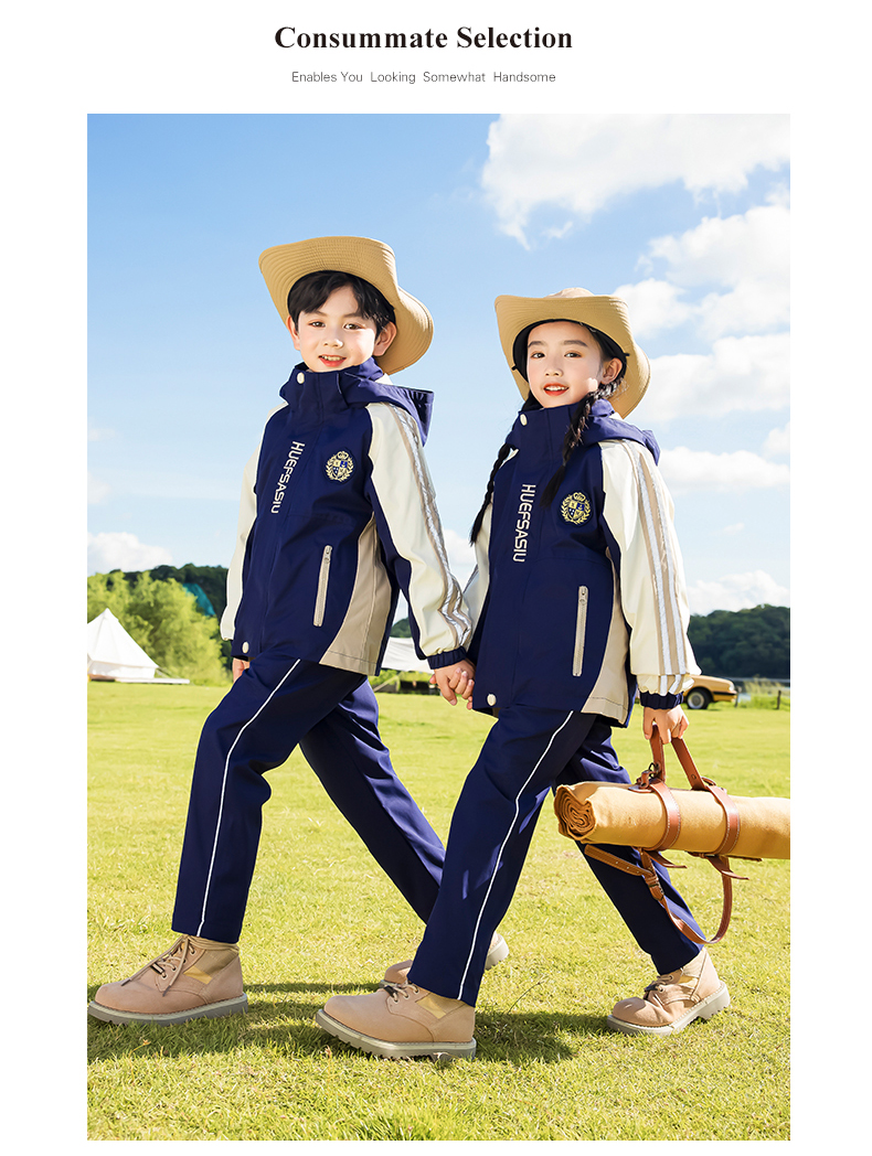 Campus style autumn and winter outdoor jacket three-in-one children style 215-9130 two-piece set (with label)