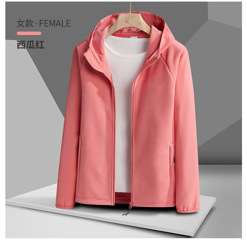 Outdoor sports mountaineering windproof warm soft shell jacket plus fleece jacket KF2-22888 women