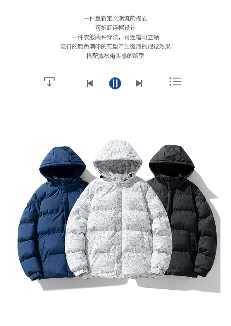 Thickened warm detachable hooded cotton jacket KD3-188-MY-2385